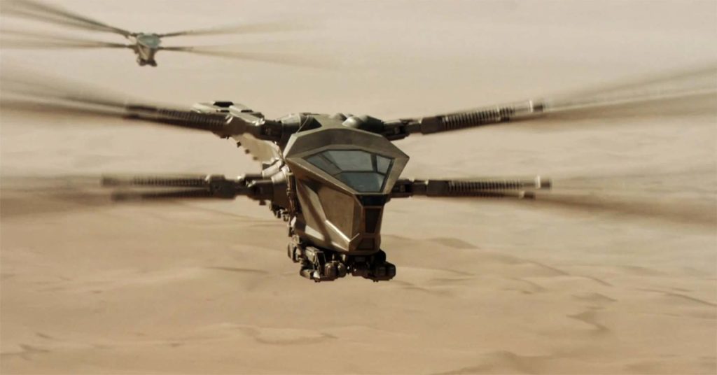 Les hélicoptères libellule du film Dune